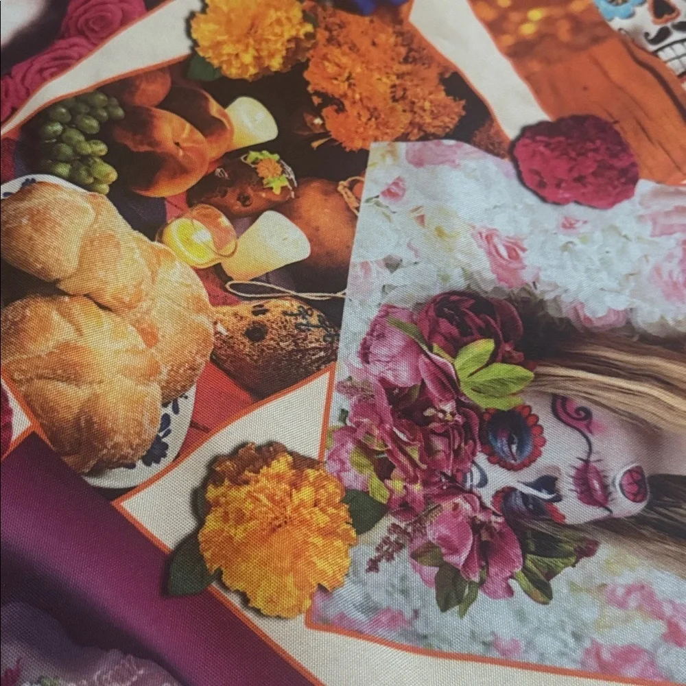 Day of the Dead Round Tablecloth - Multicolor Party Decor Dia De Los Muertos